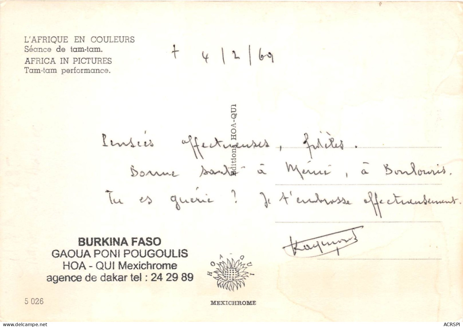 Burkina Faso Gaoua Poni Pougoulis Seance De Tamtam  (scan Recto Verso ) Nono0039 - Burkina Faso