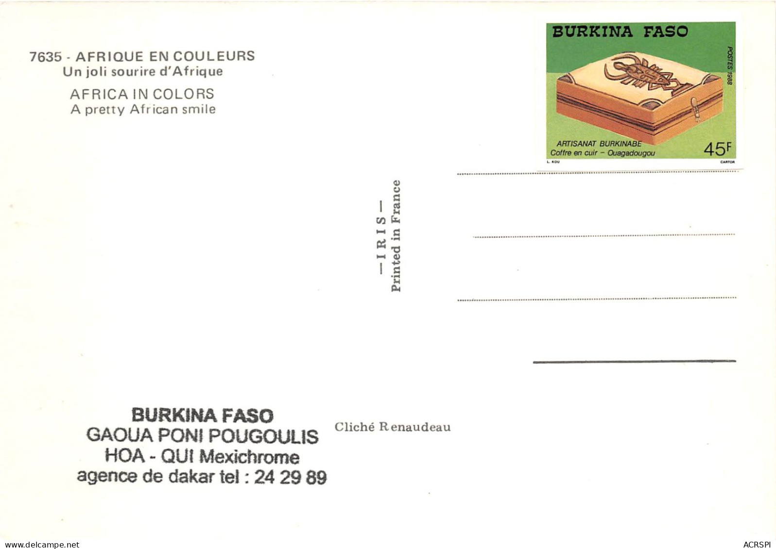 Burkina Faso Gaoua Poni Pougoulis Un Joli Sourire D Afrique (scan Recto Verso ) Nono0039 - Burkina Faso