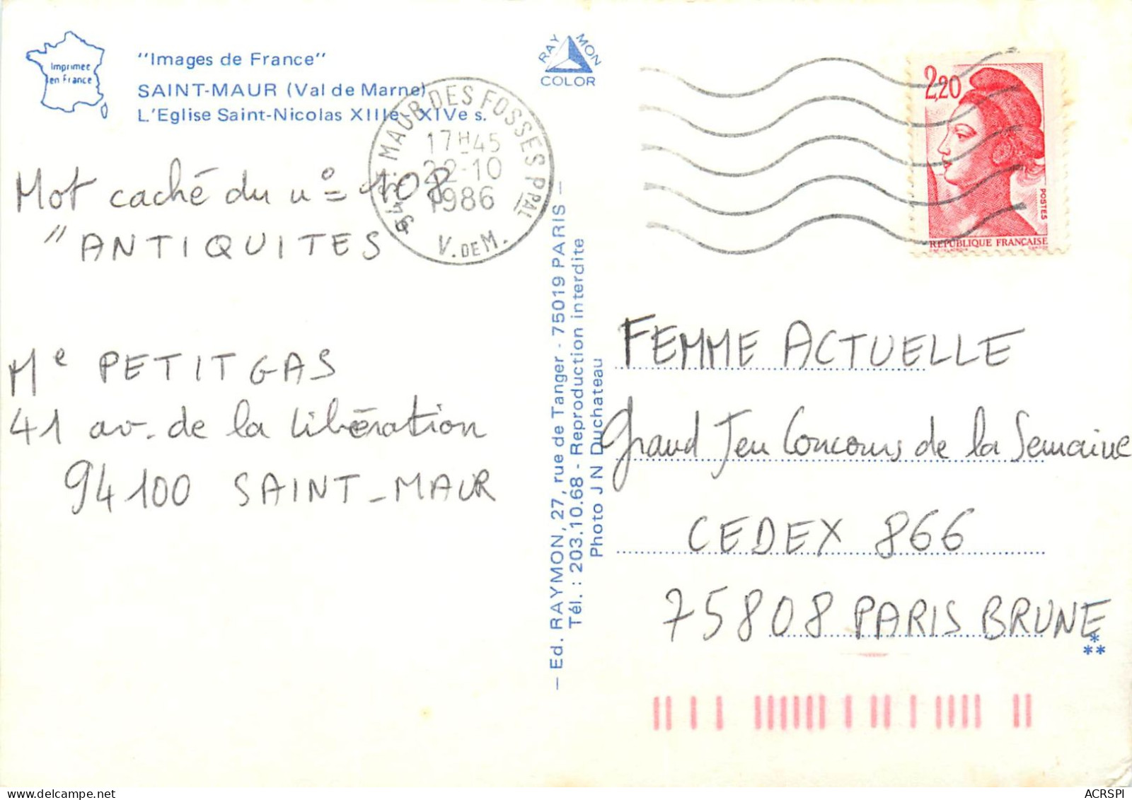 SAINT MAUR Des Fossés  LA VARENNE L'eglise  22   (scan Recto-verso)NONO0030Bis - Saint Maur Des Fosses