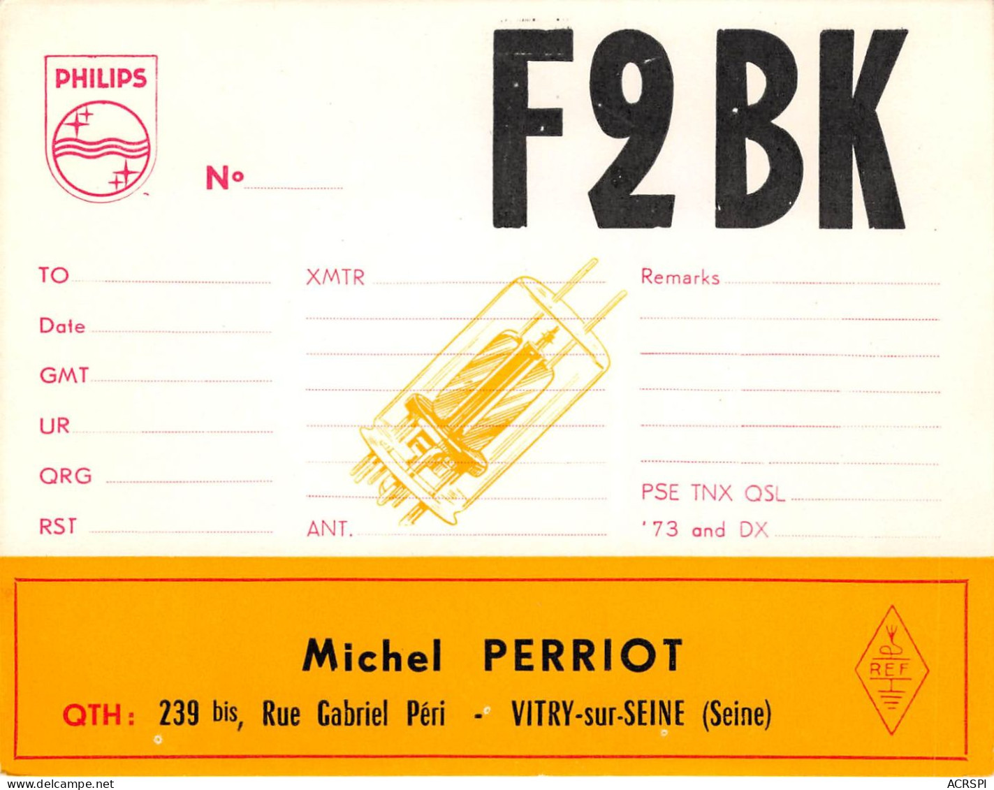 PHILIPS F2BK  Michel PERIIOT 239 Bis Gabriel Peri VITRY SUR SEINE 2(SCAN RECTO VERSO)NONO0087 - Reclame