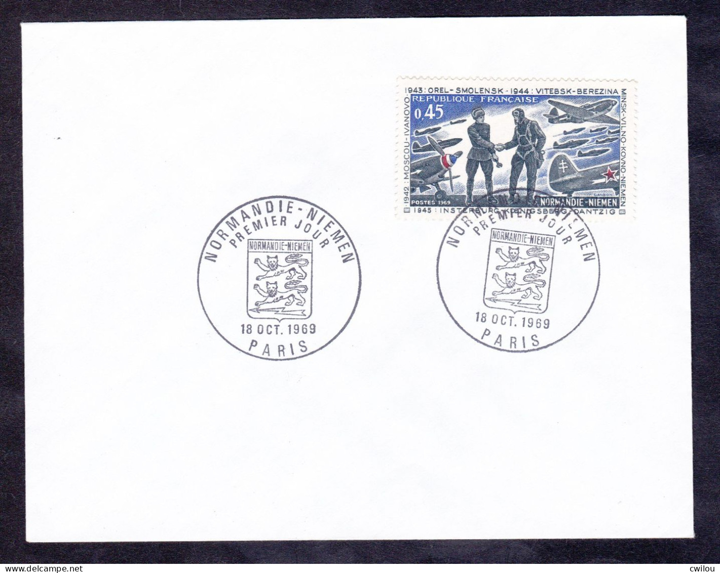 CACHET PREMIER JOUR -ANNIVERSAIRE DE LA LIBERATION - ESCADRILLE NORMANDIE NIEMEN - 1960-1969