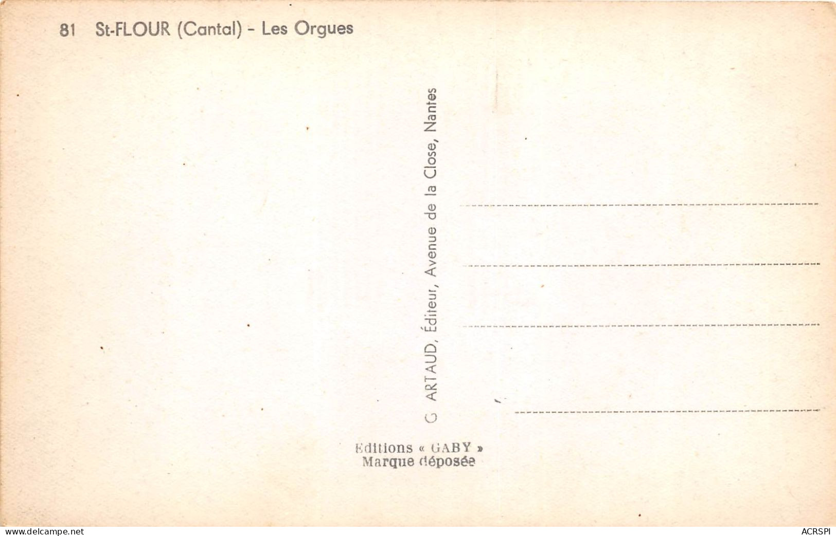 Cantal SAINT FLOUR Les Orgues(SCAN RECTO VERSO)NONO0059 - Saint Flour