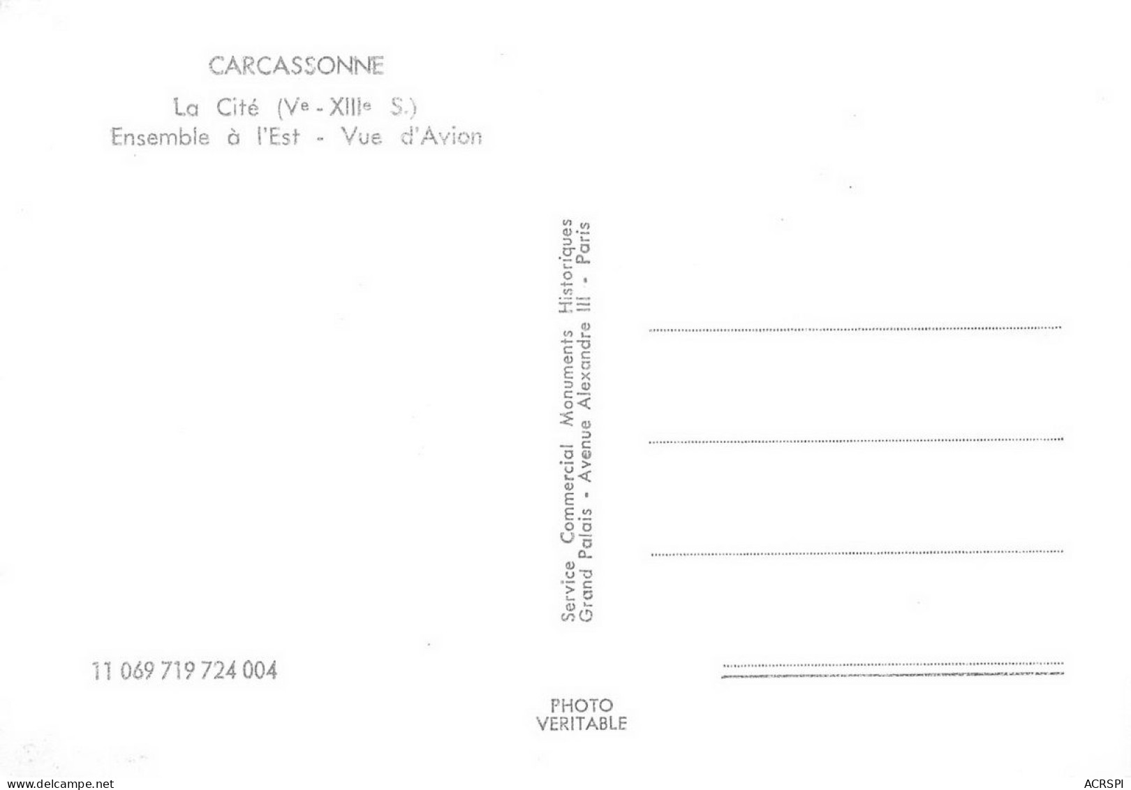 CARCASSONNE  La Cité Vue D'avion  20 (scan Recto Verso)nono0106 - Carcassonne