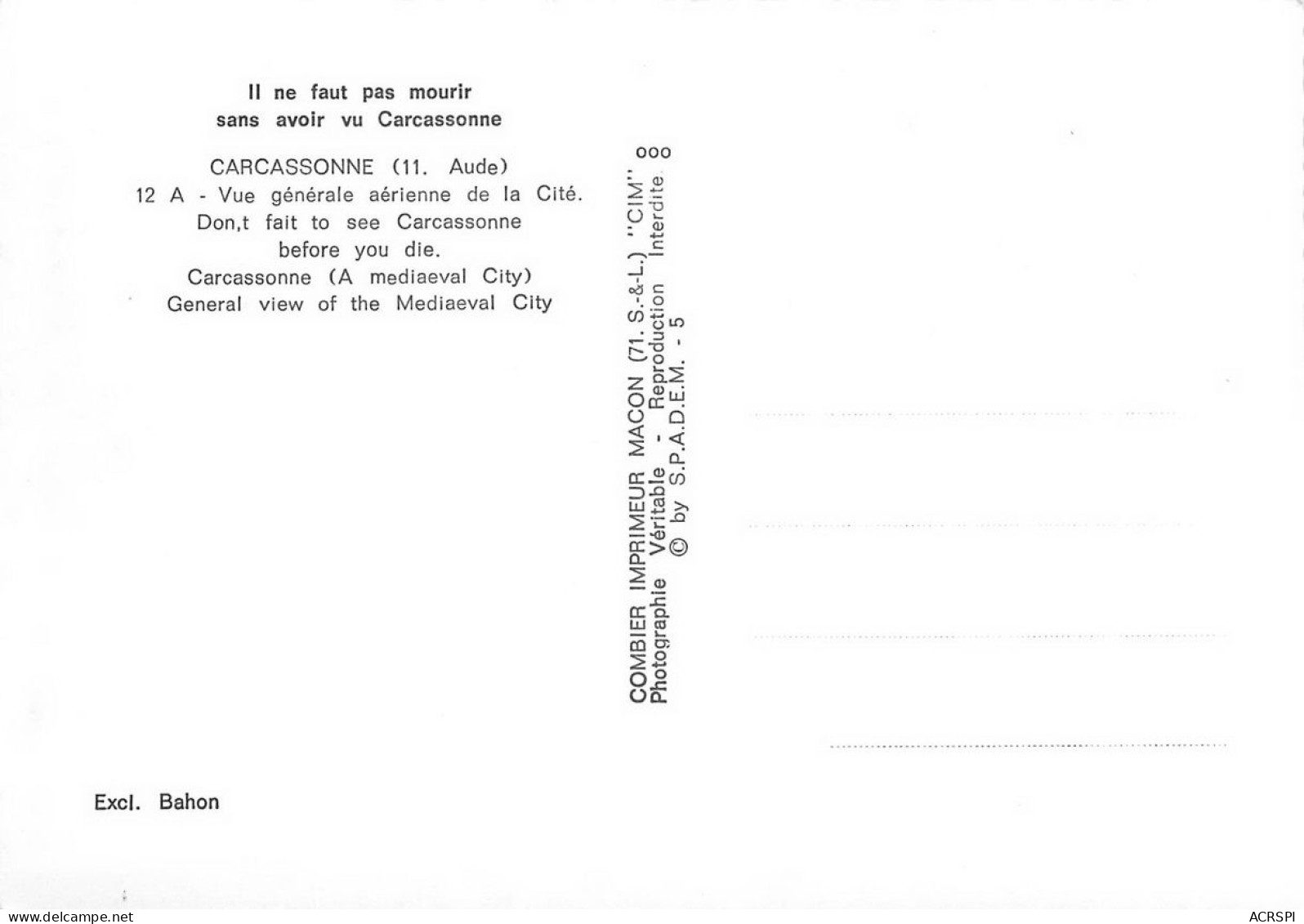 CARCASSONNE  Vue Aerienne  15 (scan Recto Verso)nono0106 - Carcassonne