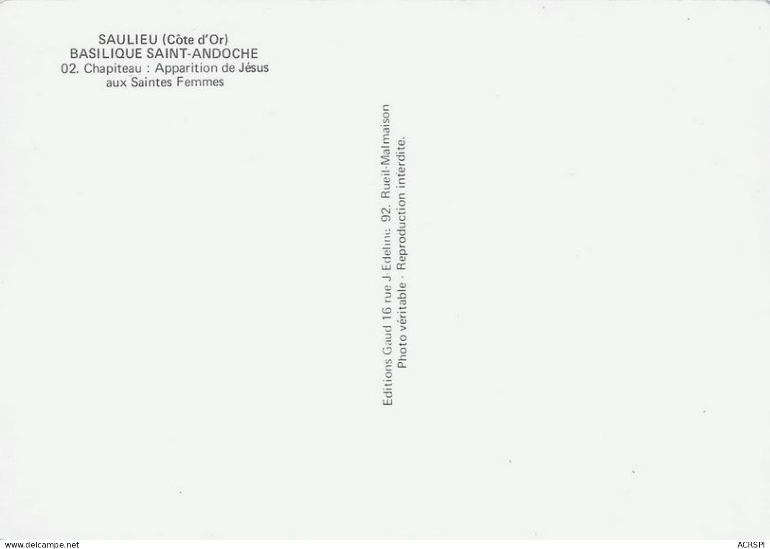 SAULIEU  Basilique Saint ANDOCHE   Apparition De Jesus CHRIST Aux Saintes Femmes  34 (scan Recto Verso)nono0104 - Saulieu