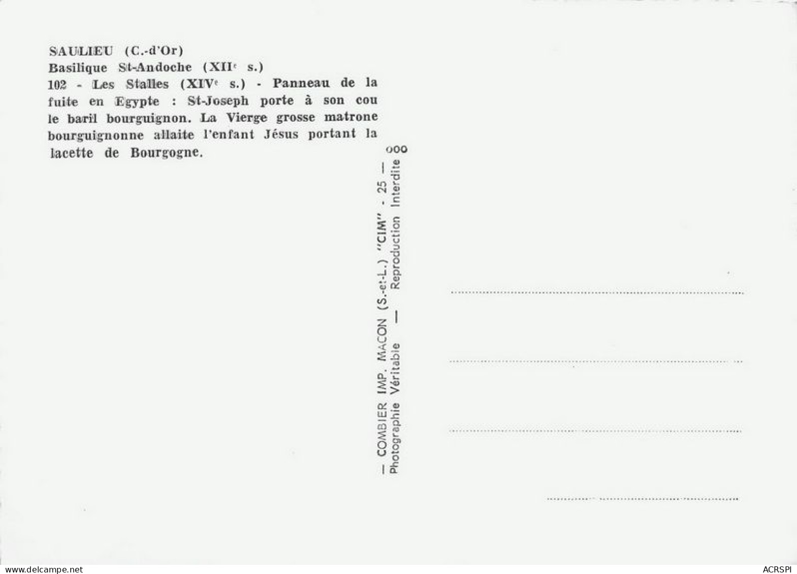 SAULIEU  Basilique Saint ANDOCHE  Panneau De La Fuite En Egypte  14 (scan Recto Verso)nono0104 - Saulieu