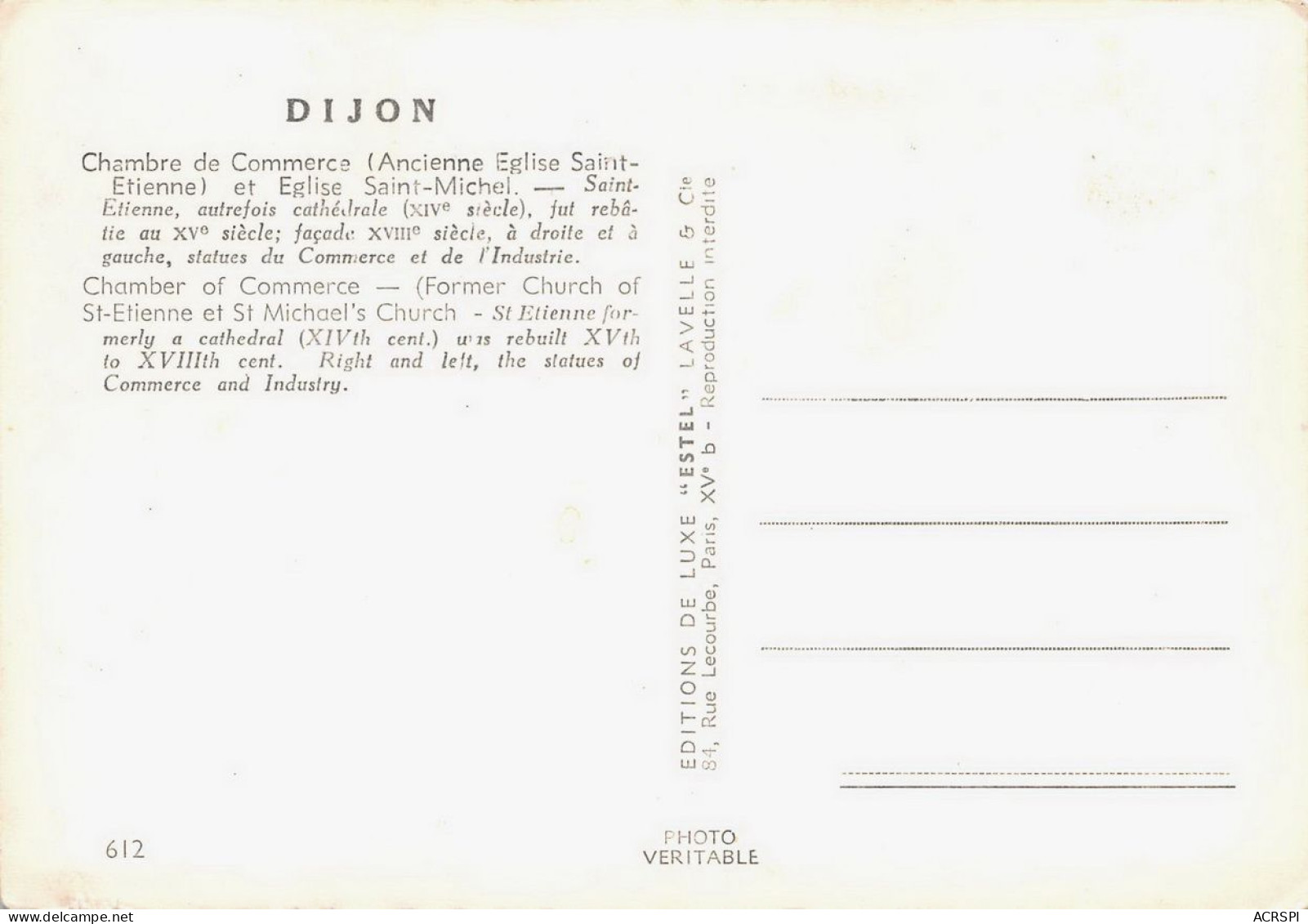 DIJON  La Chambre De Commerce  39 (scan Recto Verso)nono0102 - Dijon