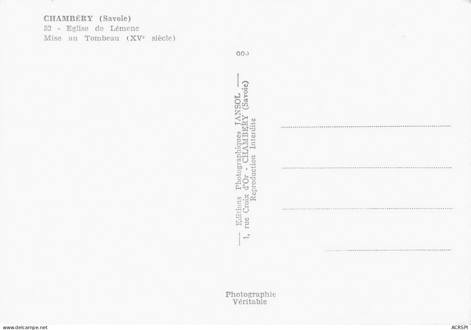 CHAMBERY  église De Lémenc Mise Au Tombeau 17 (scan Recto Verso)nono0101 - Chambery