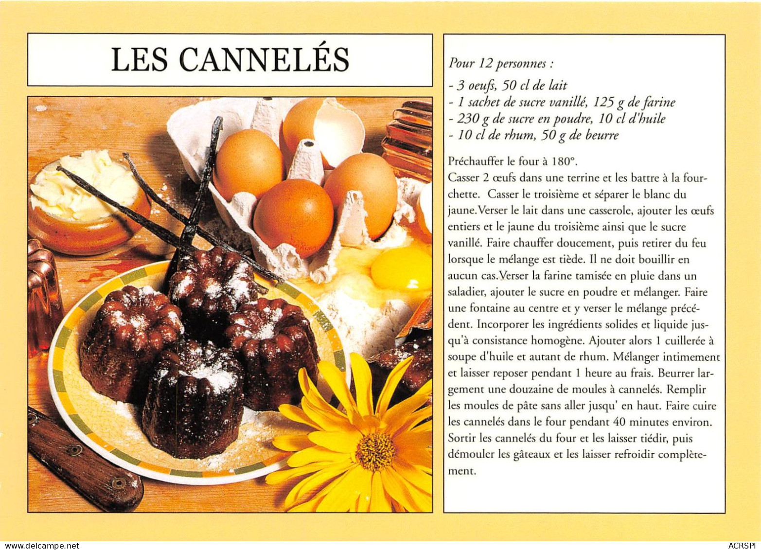 LES CANNELES Pour 12 Personnes(SCAN RECTO VERSO)NONO0099 - Recettes (cuisine)