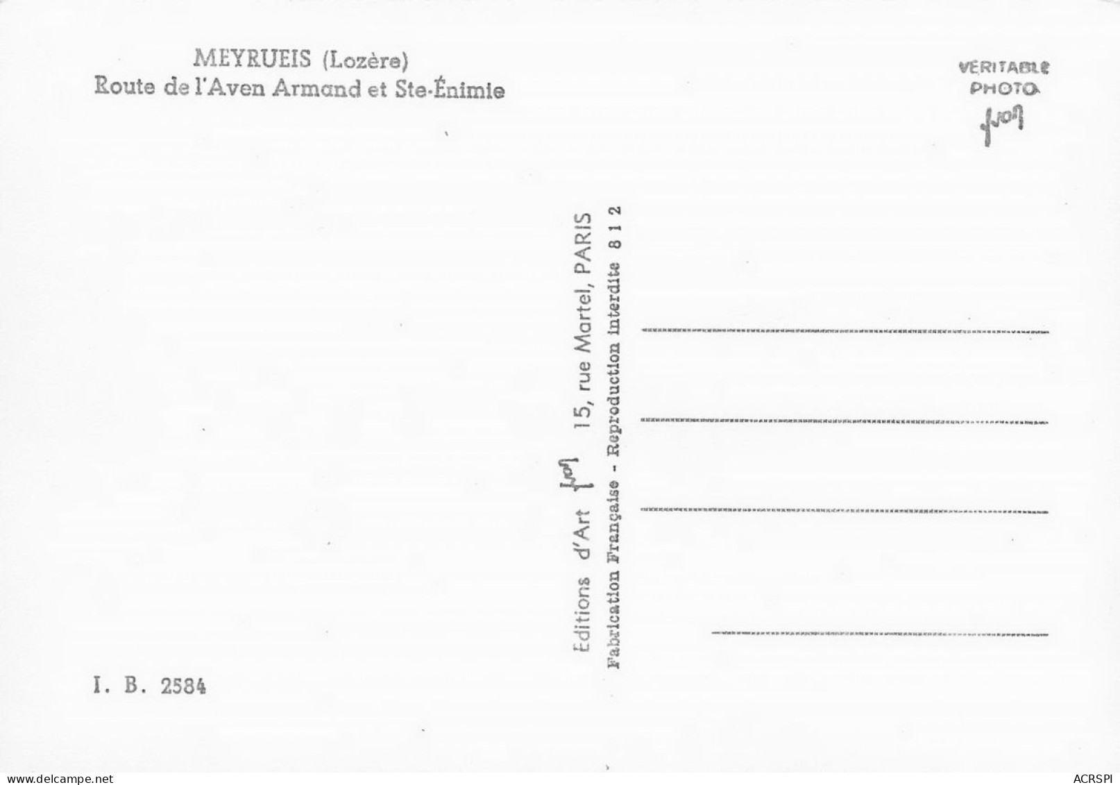 48 Meyrueis Route De L'aven Armand St Ste Enimie  24 (scan Recto Verso)nono0115 - Meyrueis