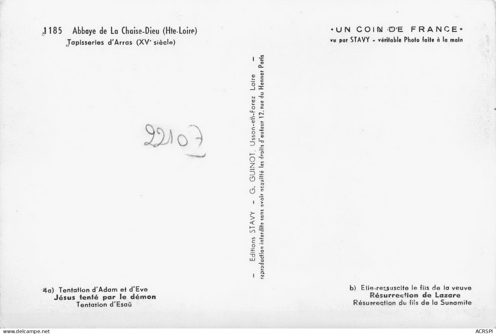 LA CHAISE DIEU  Tapisserie D' ARRAS  22 (scan Recto Verso)nono0113 - La Chaise Dieu