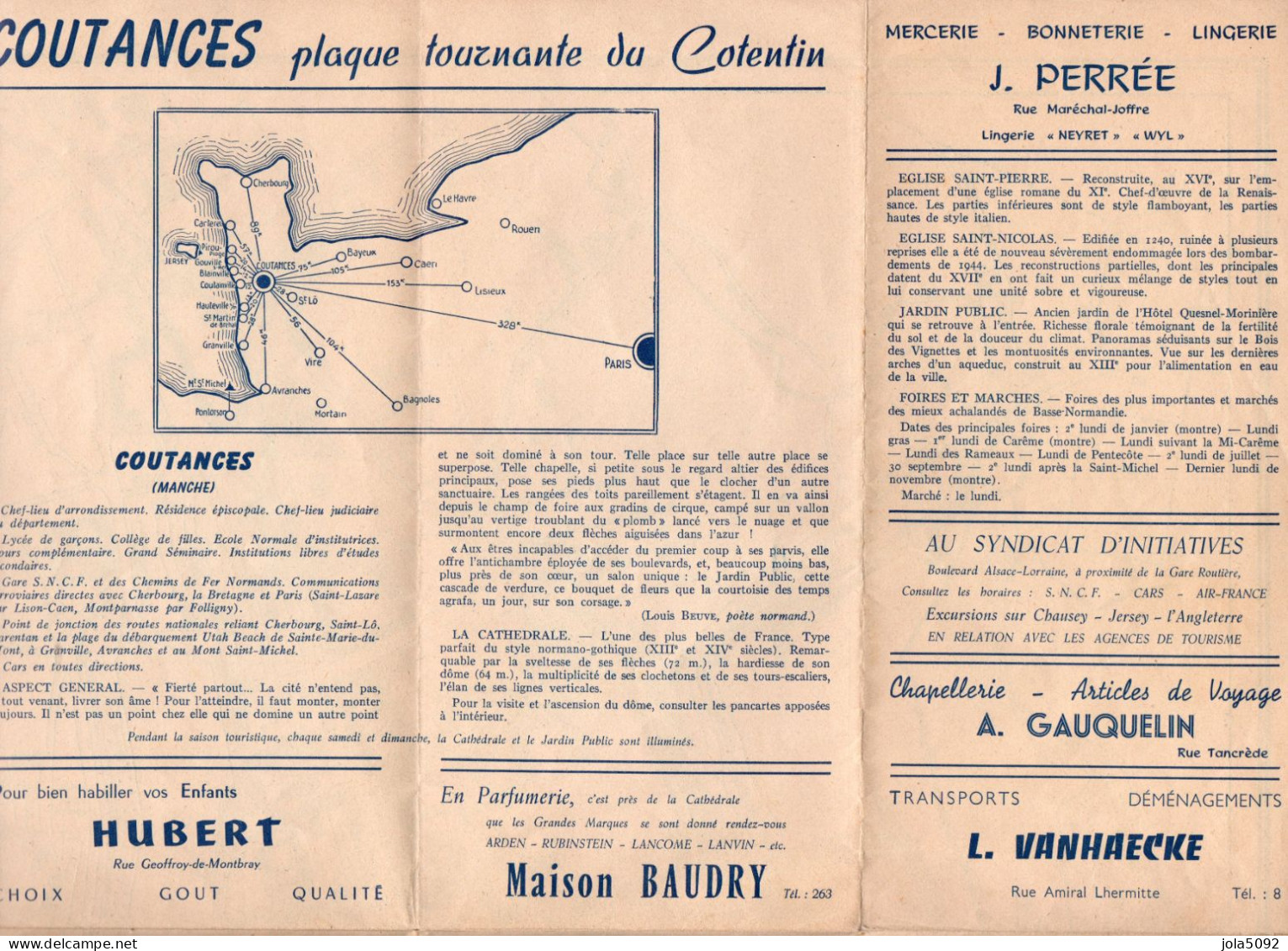 Plan de la ville de COUTANCES - Années 50