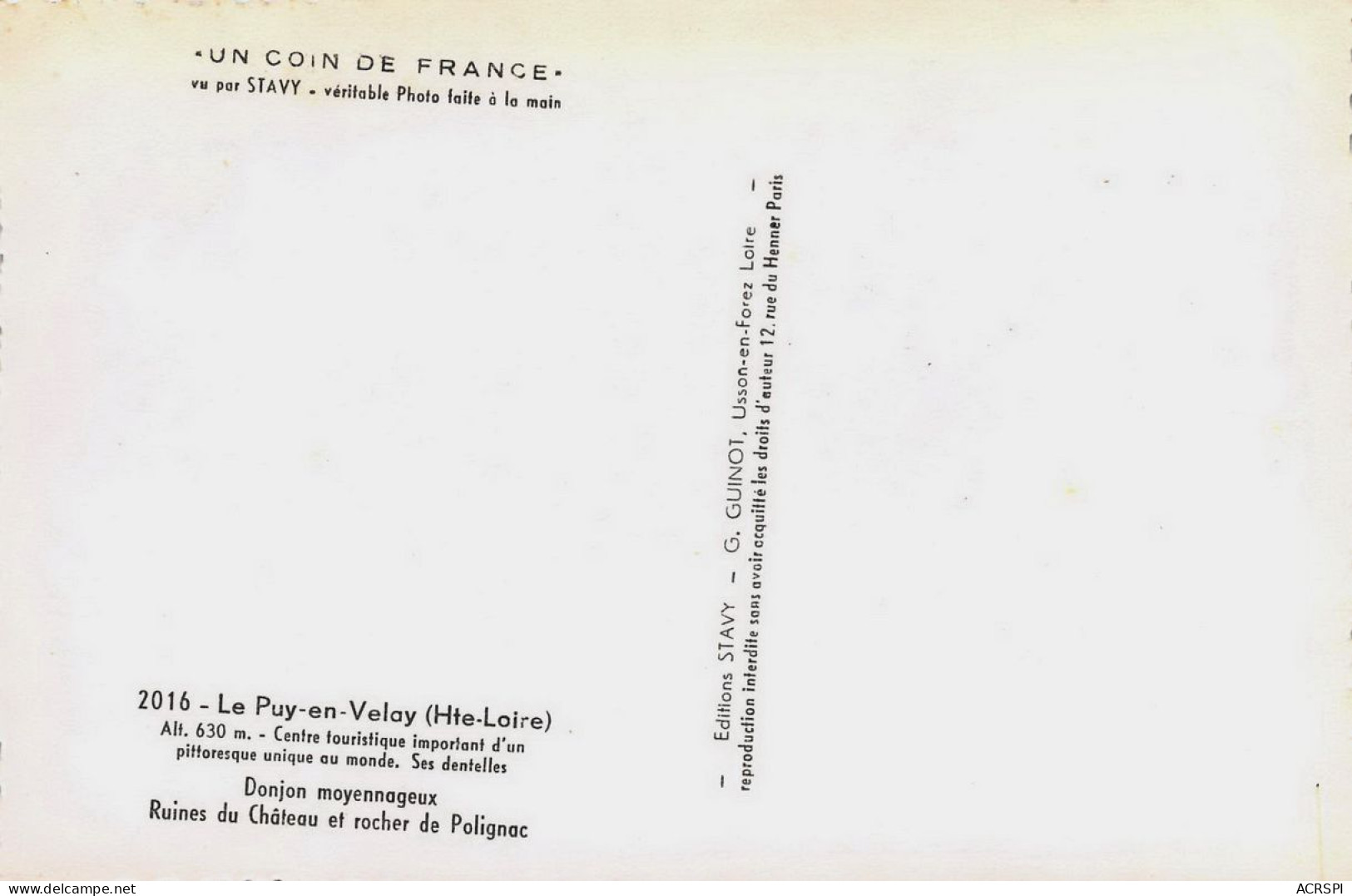 43 LE PUY EN VELAY  Panorama Le Donjon   10 (scan Recto Verso)nono0112 - Le Puy En Velay