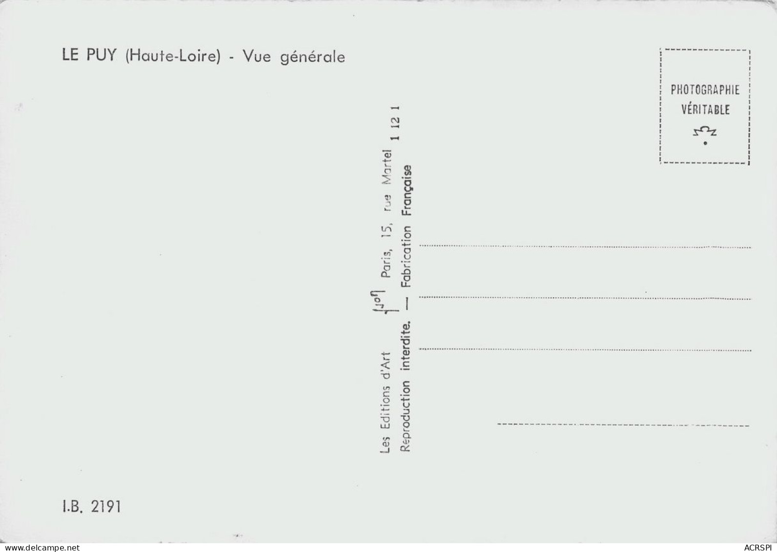 43 LE PUY EN VELAY  Vue Générale  27 (scan Recto Verso)nono0112 - Le Puy En Velay