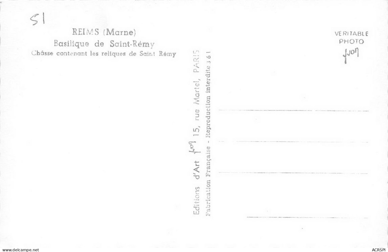 REIMS  La Basilique SAINT REMY La Chasse  4 (scan Recto Verso)nono0125 - Reims