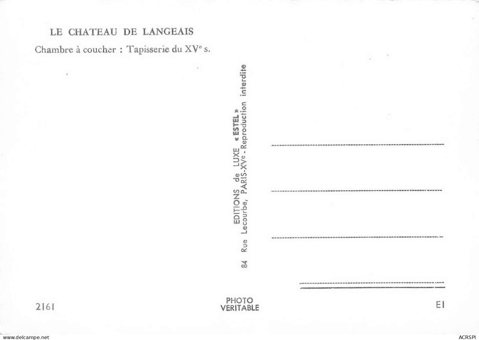 37 Château De LANGEAIS Chambre à Coucher 16 (scan Recto Verso)nono0124 - Langeais