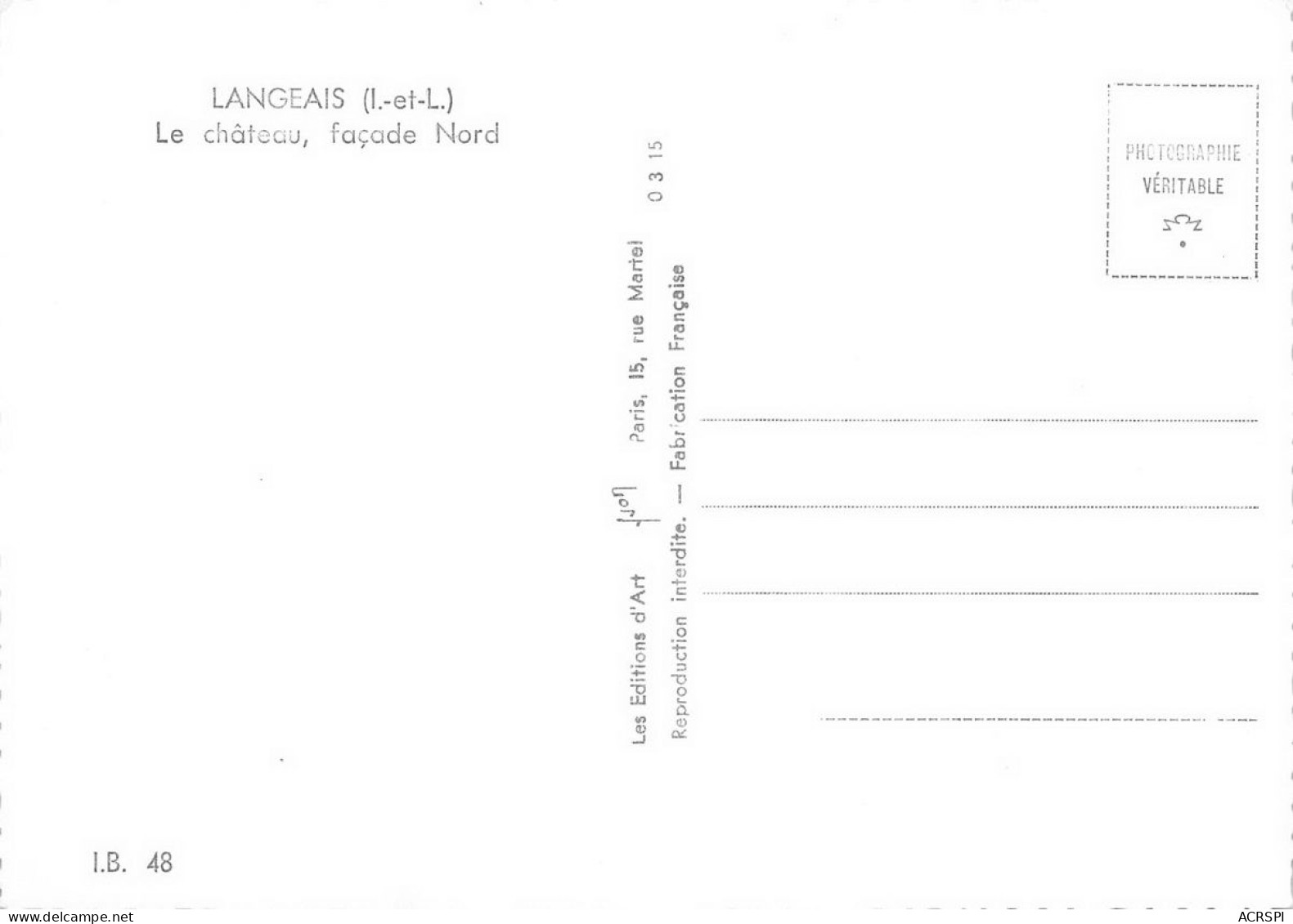 37 Château De LANGEAIS Facade Nord 14 (scan Recto Verso)nono0124 - Langeais