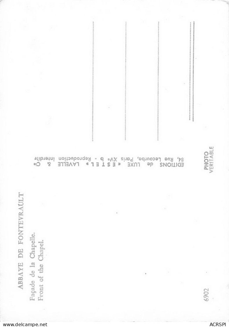 FONTEVRAULT  L' Abbaye Facade De La Chapelle  9 (scan Recto Verso)nono0120 - Autres & Non Classés