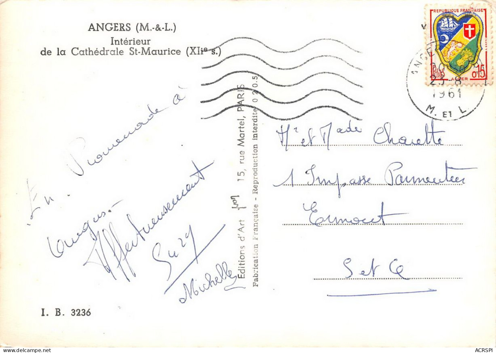 49 ANGERS La Cathedrale Interieur 29 (scan Recto Verso)nono0119 - Angers