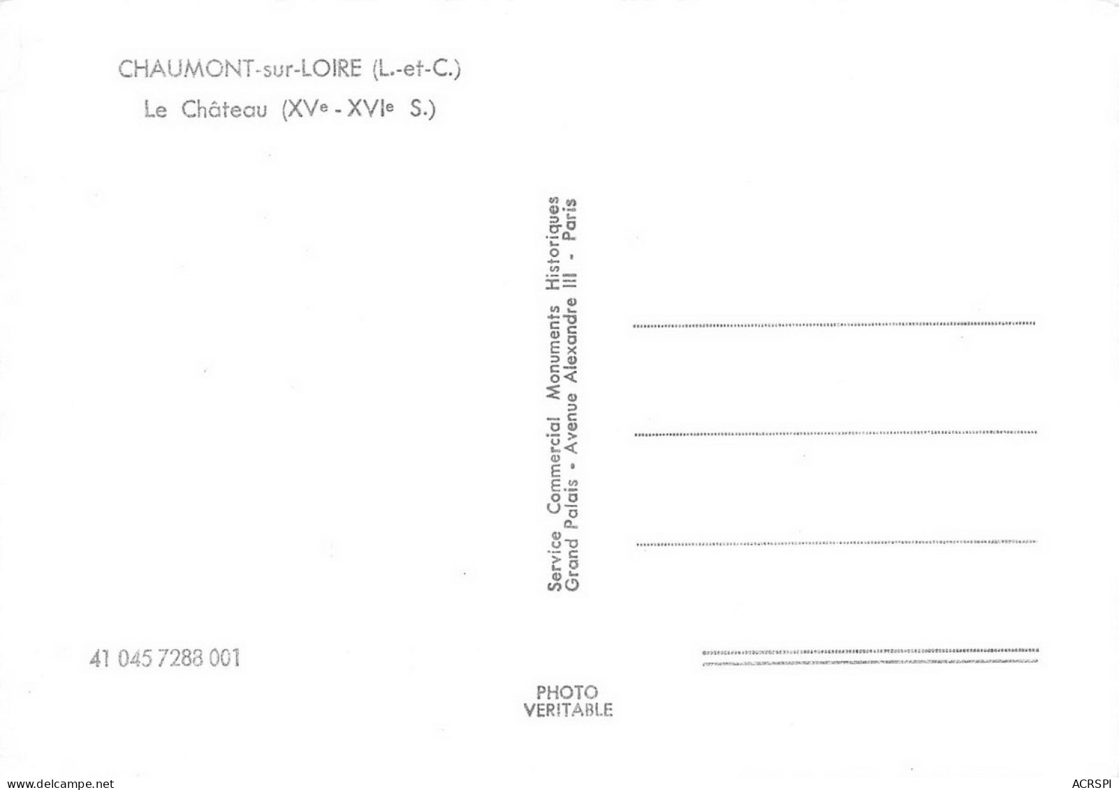 CHAUMONT SUR LOIRE Le Chateau   23 (scan Recto Verso)nono0118 - Autres & Non Classés