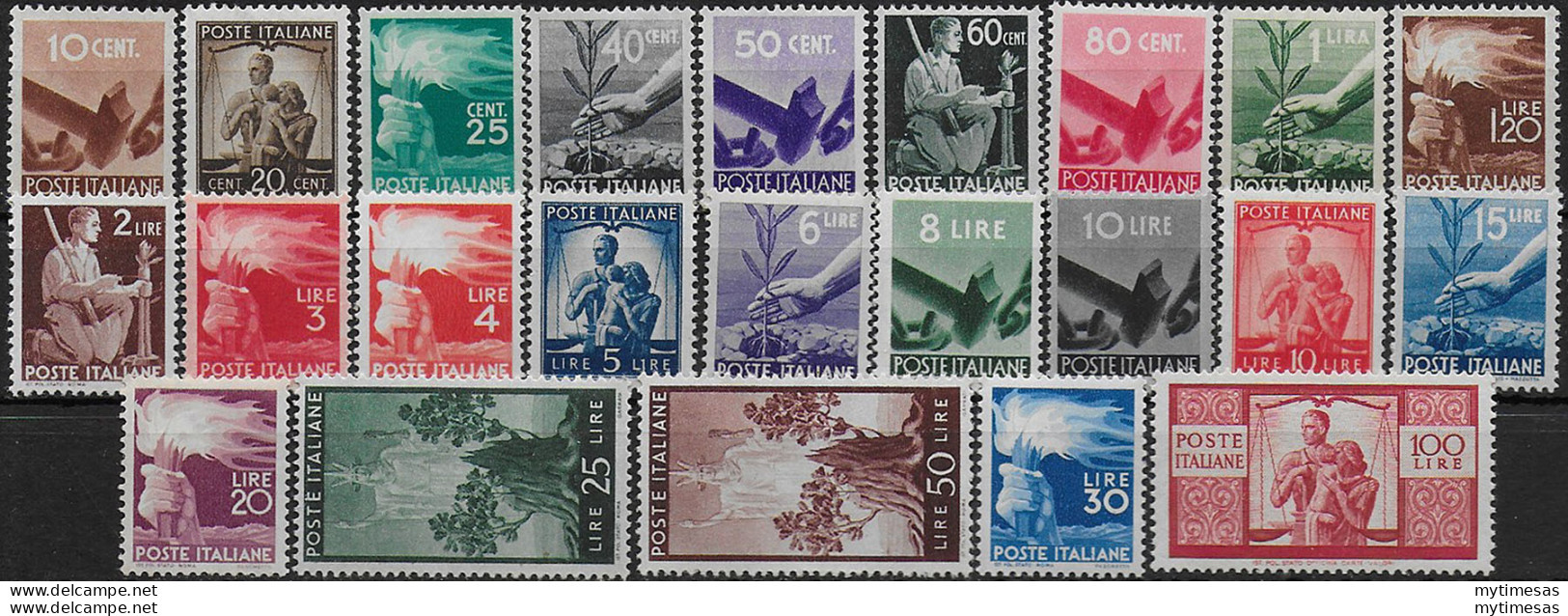 1945-48 Italia Democratica Bc MNH Sassone N. 543/65 - 1946-60: Nuovi