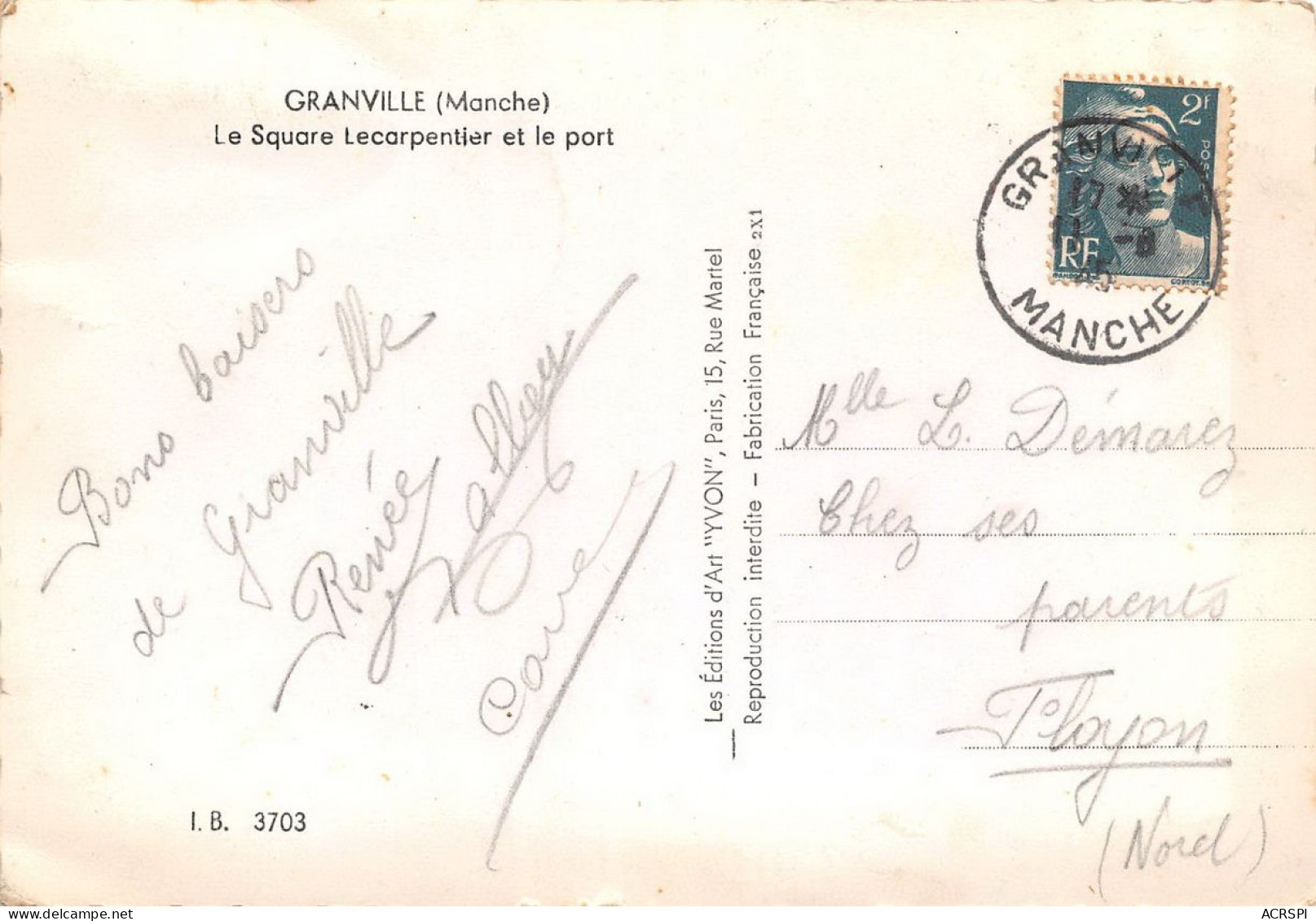 GRANVILLE  Square LECARPENTIER Et Le Port  21 (scan Recto Verso)nono0130 - Granville