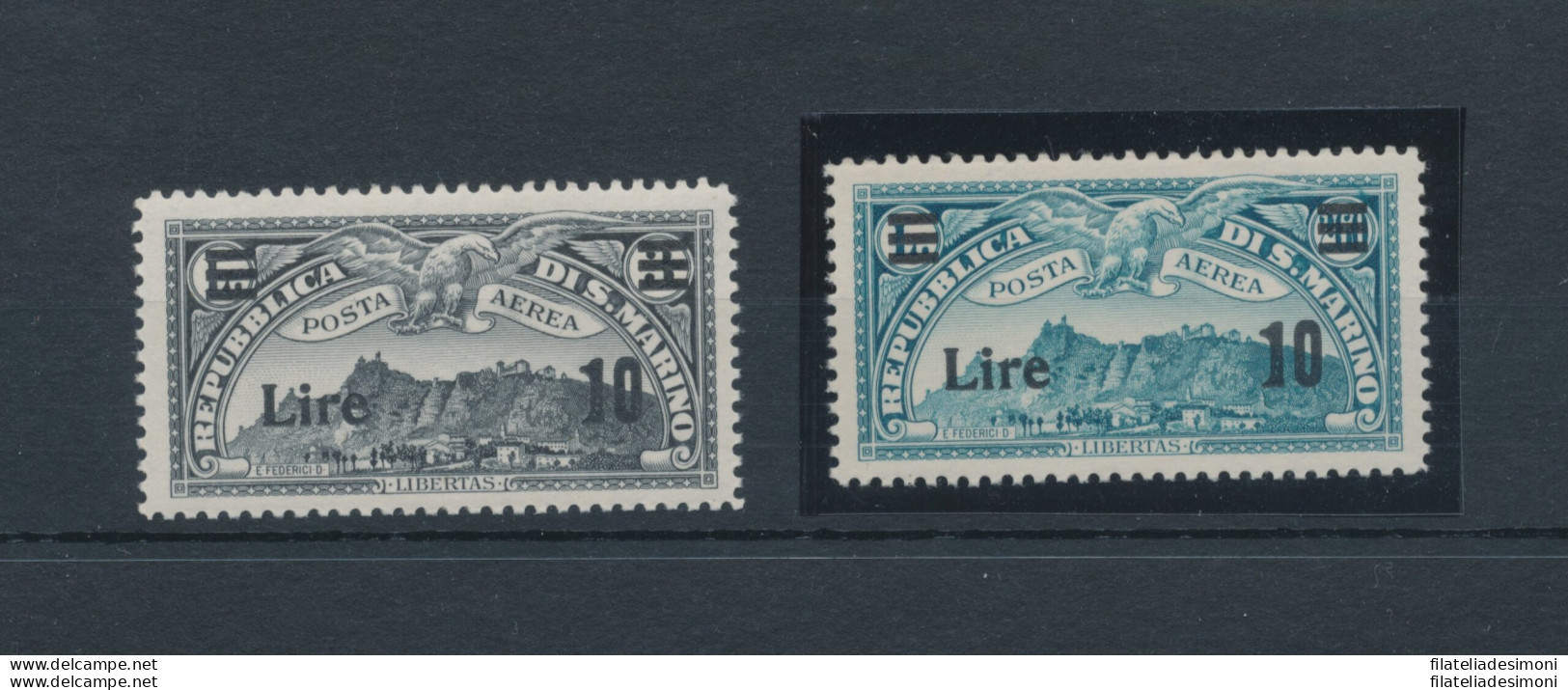 1942 SAN MARINO - Posta Aerea , N° 19/20 , Francobolli Di Posta Aerea Del 1931 Soprastampati , MNH** - Luftpost