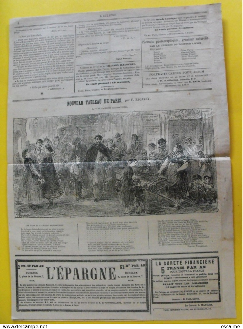 Journal L'Eclipse N° 75 Du 27 Juin 1869. Polo André Gill Capitaine Lambert Pole Nord Suez - 1850 - 1899