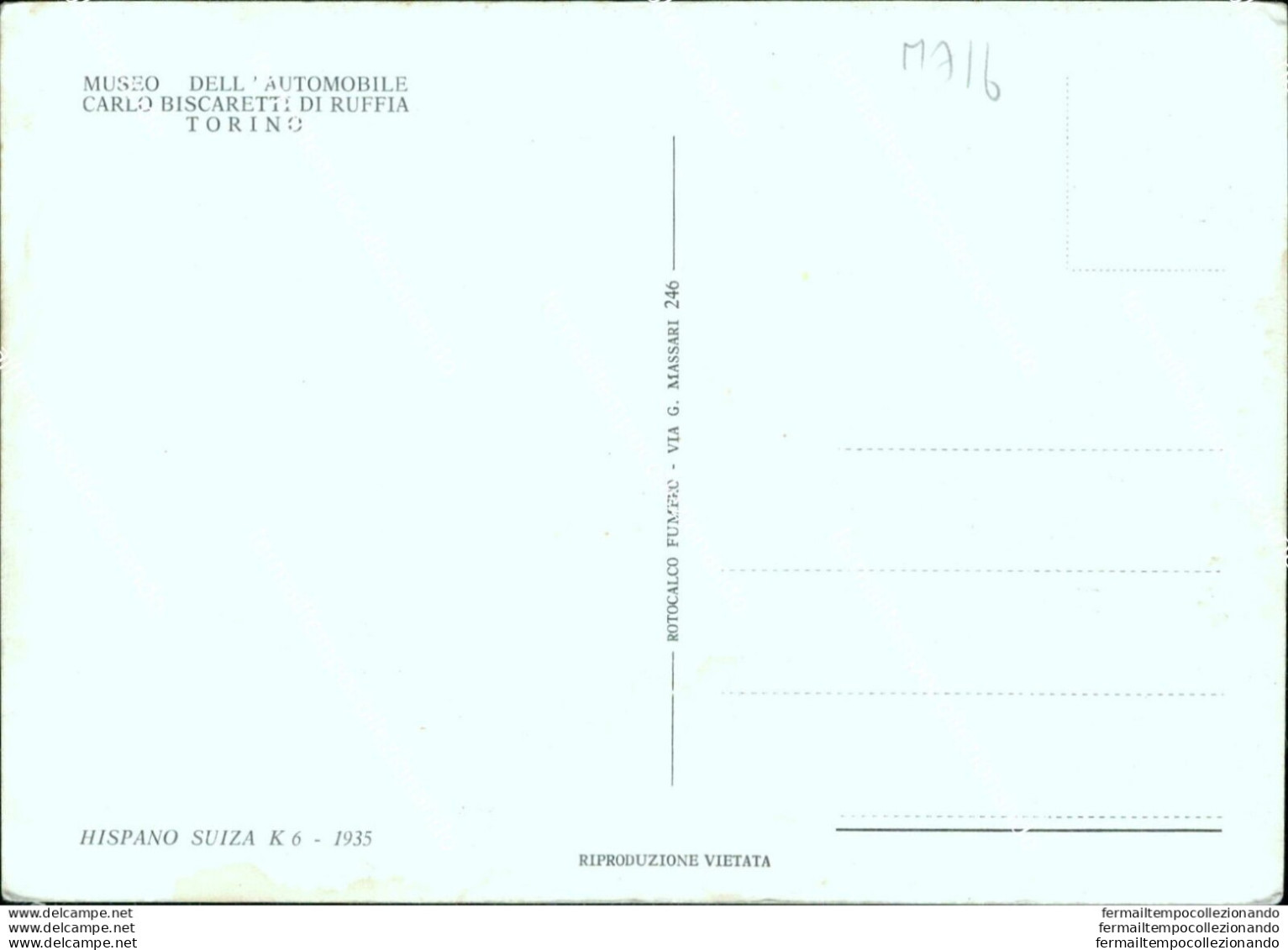 M716 Cartolina Torino Museo Dell'automobile Hispano Suiza K 6 - Altri & Non Classificati