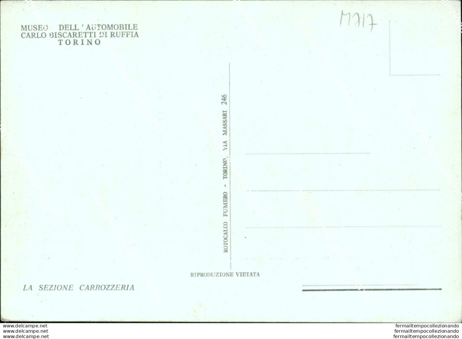 M717 Cartolina Torino Museo Dell'automobile La Sezione Carrozzeria - Otros & Sin Clasificación