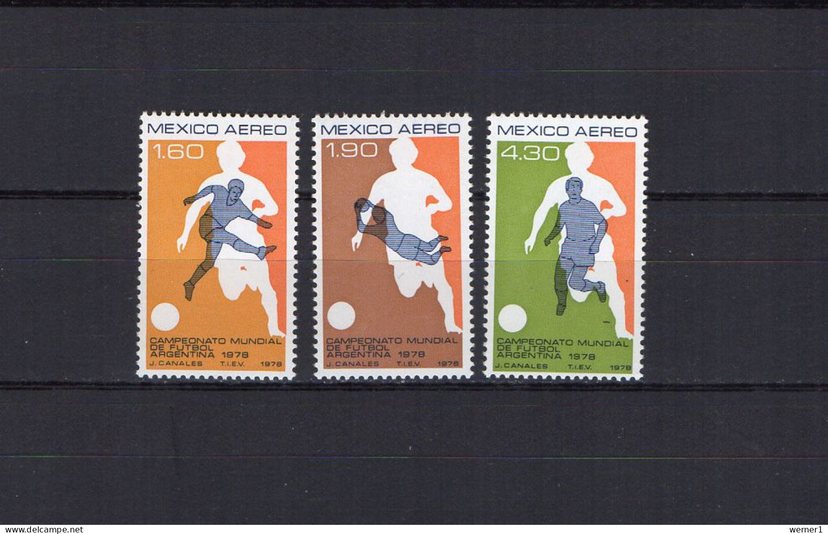 Mexico 1978 Football Soccer World Cup Set Of 3 MNH - 1978 – Argentine