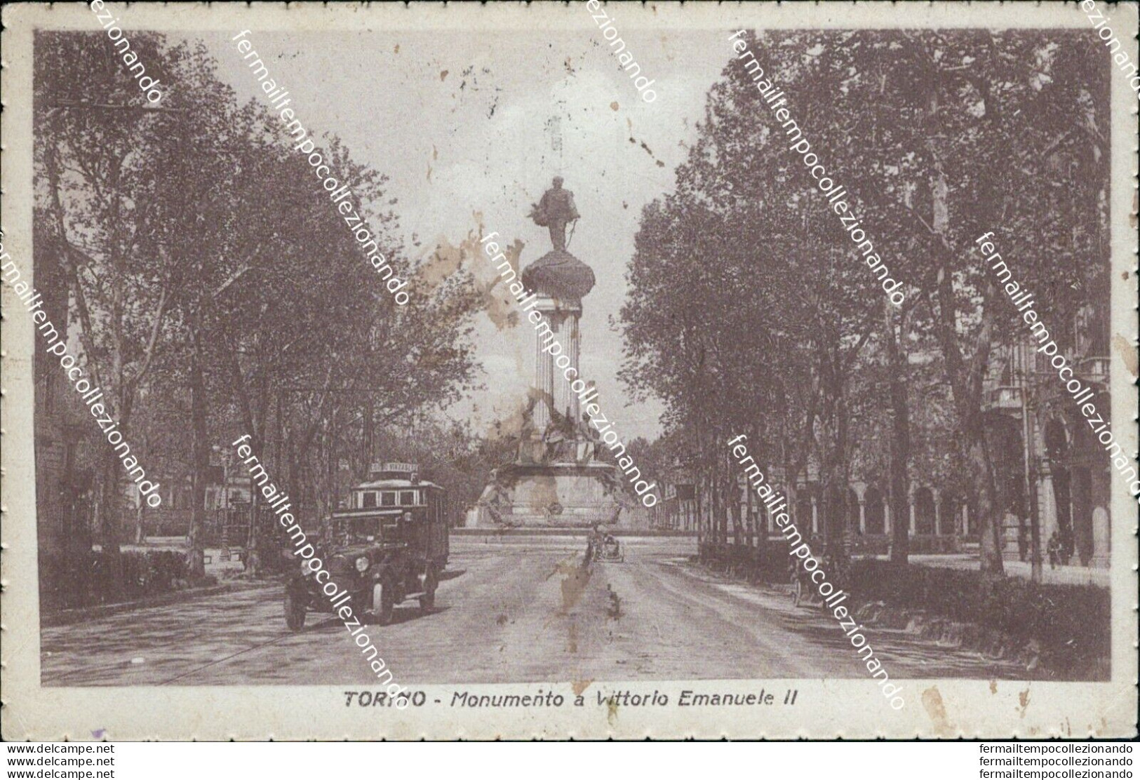 Bb124 Cartolina Torino Citta' Monumento A Vittorio Emanuele II 1926 Piemonte - Andere & Zonder Classificatie