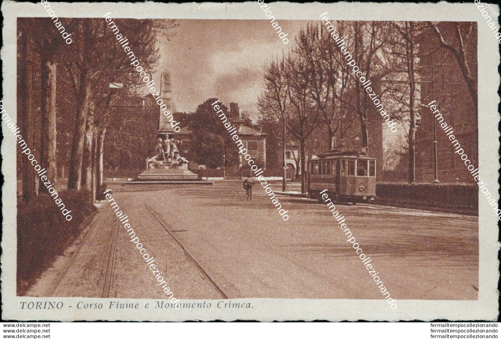 Bb137 Cartolina Torino Citta' Corso Firenze E Monumento Crimea Tram 1933 - Otros & Sin Clasificación