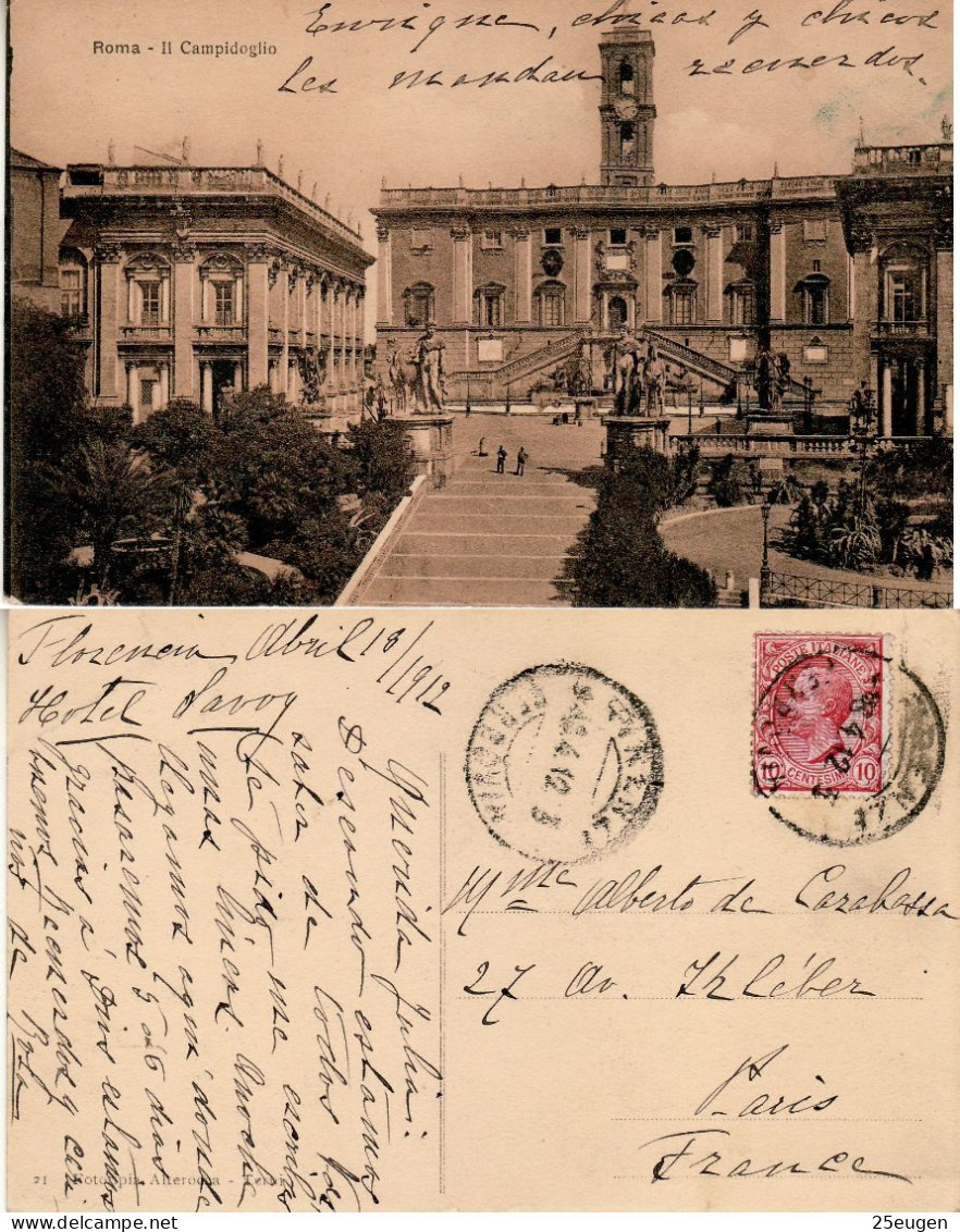 ITALY 1912 POSTCARD SENT FROM FIRENZE TO PARIS - Marcophilia