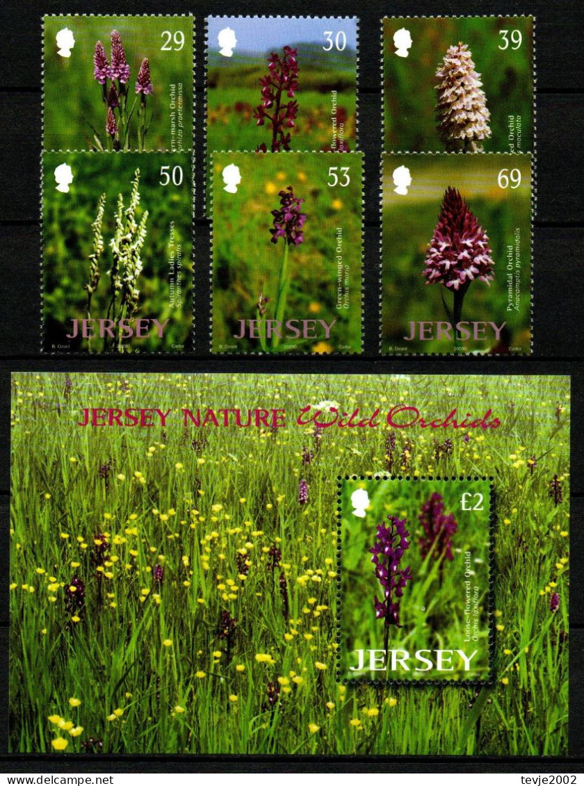 Jersey 2003 - Mi.Nr. 1080 - 1085 + Block 38 - Postfrisch MNH - Blumen Flowers Orchideen Orchids - Orchidee