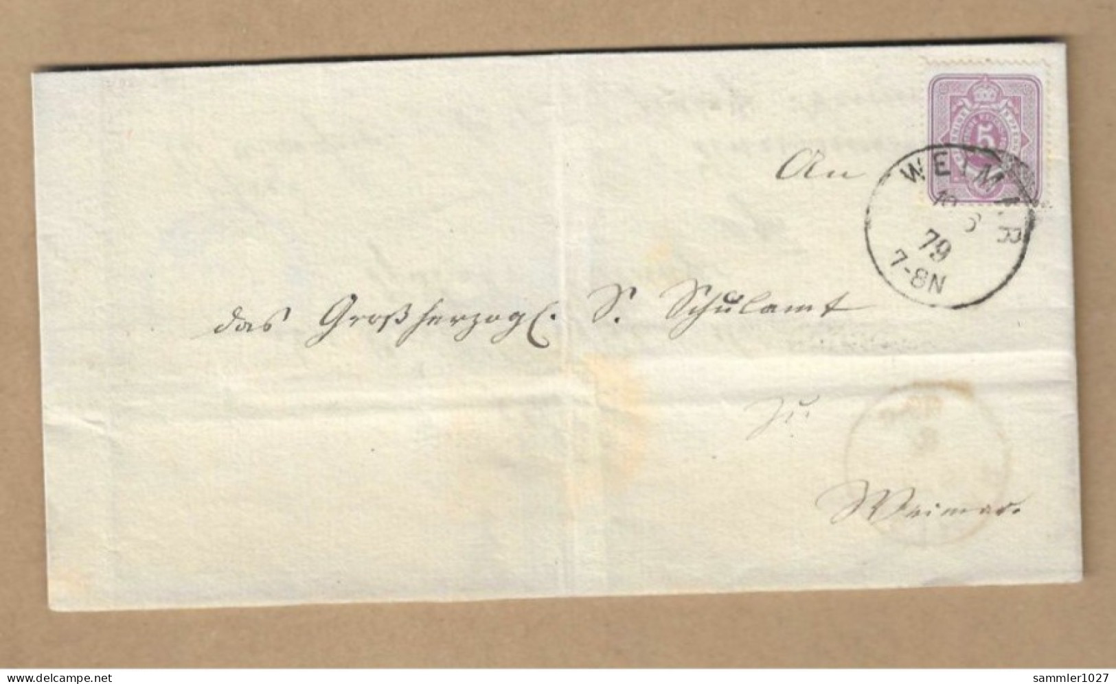 Los Vom 09.05  Briefumschlag Aus Weimar 1879 - Briefe U. Dokumente