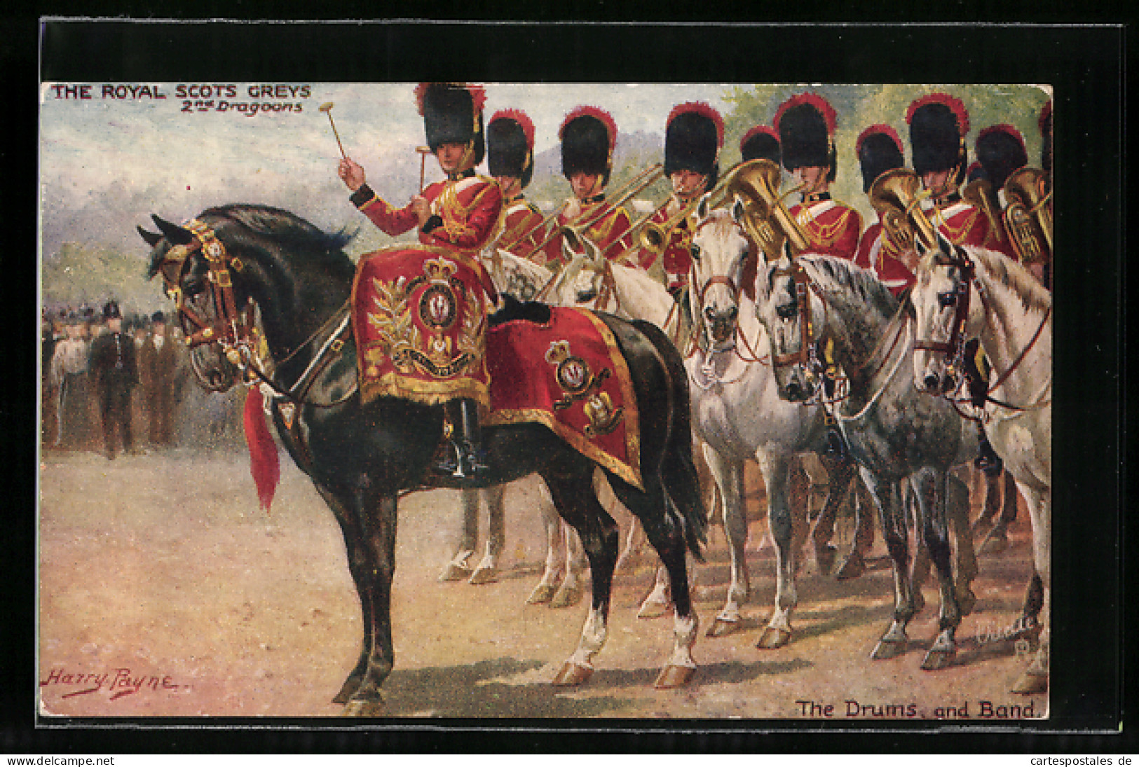 Künstler-AK Harry Payne: The Royal Scots Greys, Drums And Band  - Altri & Non Classificati