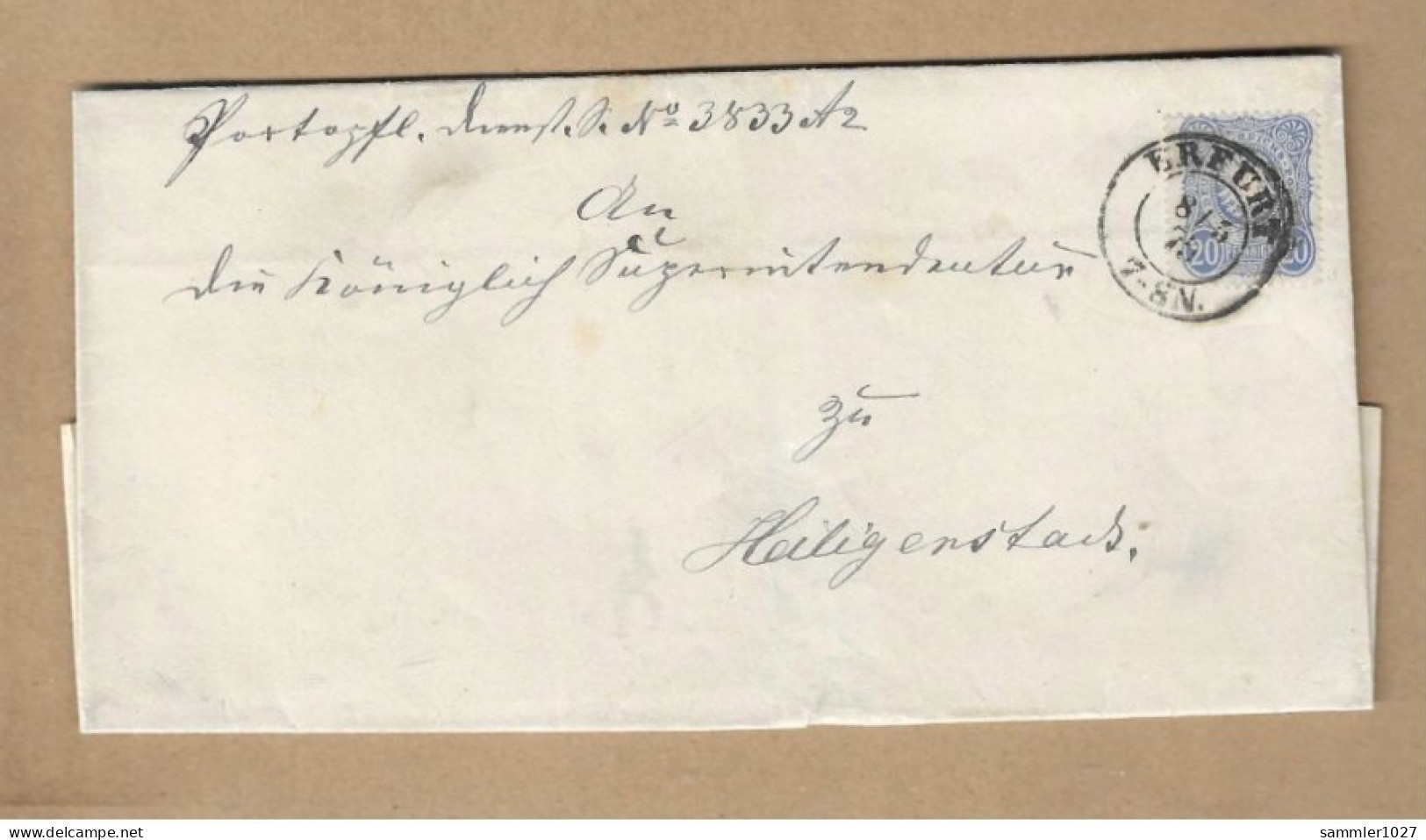 Los Vom 09.05  Briefumschlag Aus Erfurt  Nach Heiligenstadt 1875 - Briefe U. Dokumente