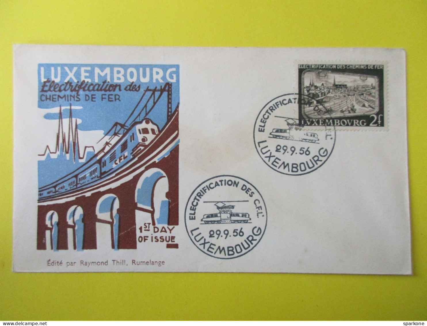 Marcophilie - Enveloppe - Luxembourg - Electrification Des Chemins De Fer - 1956 - FDC