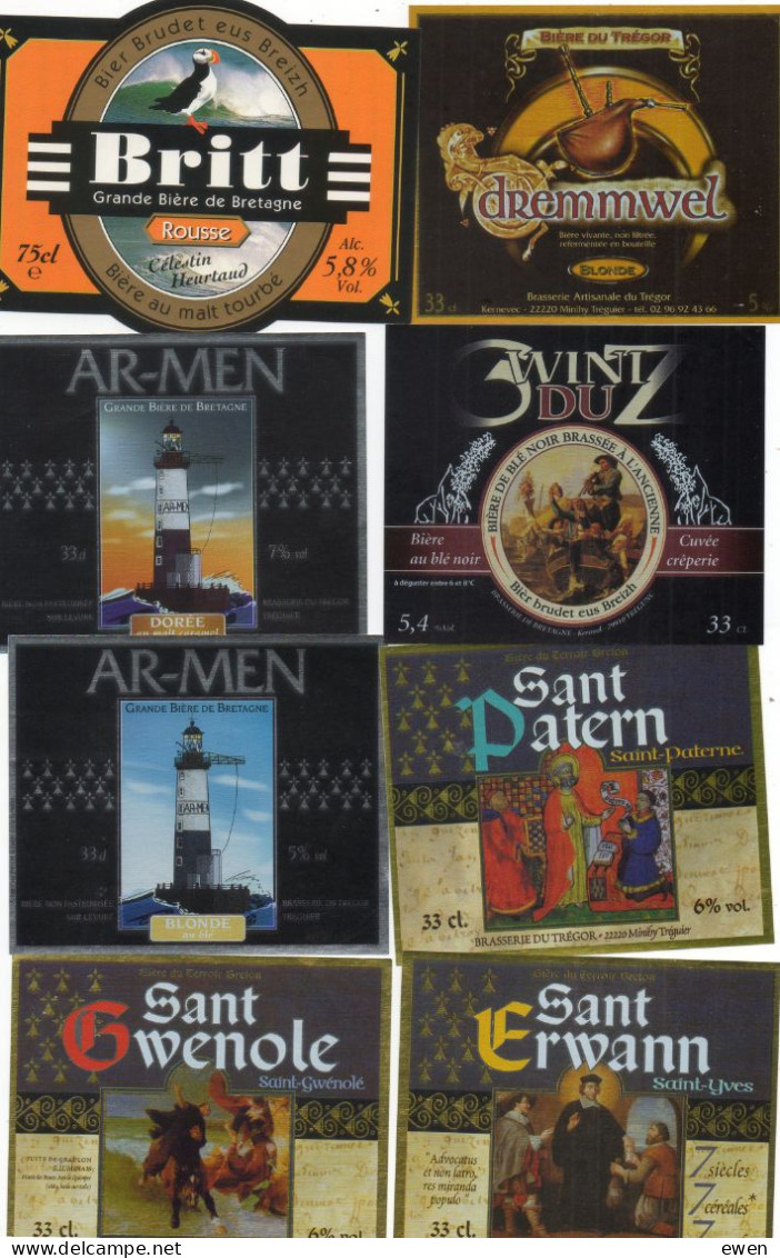 8 étiquettes De Bières Bretonnes Neuves. - Beer