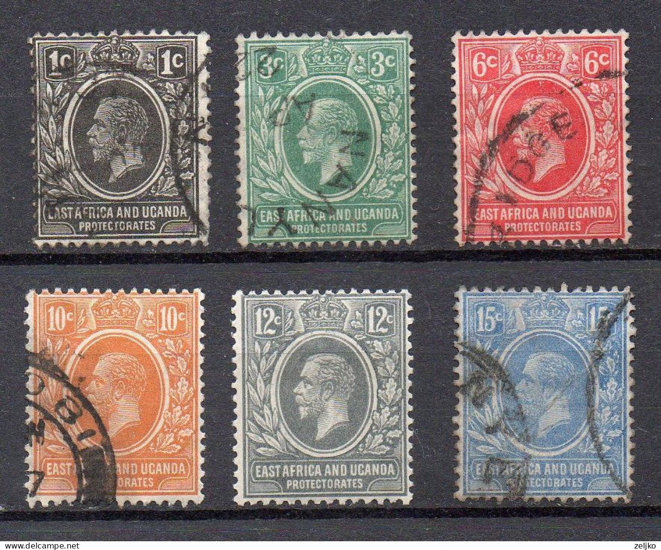 East Africa And Uganda, Used, 1912, Michel 42 - 47, George VI, Lot - Herrschaften Von Ostafrika Und Uganda