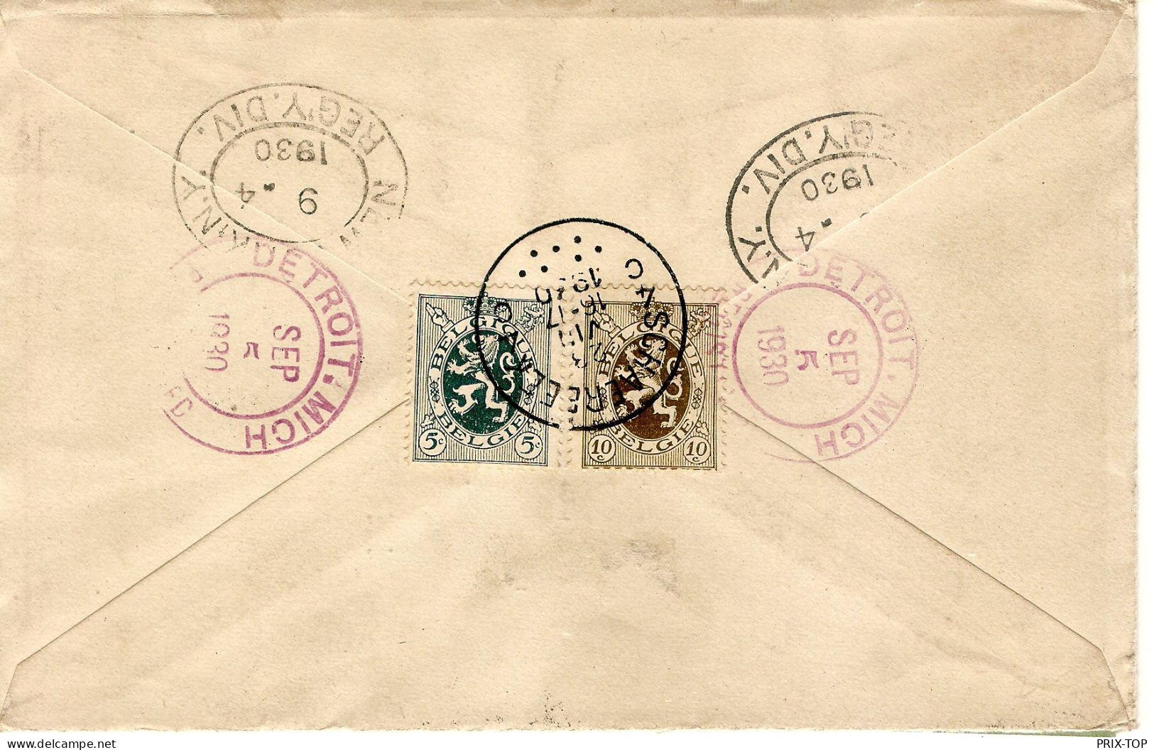TP 302 > 304 Rois + TP S/L. Recommandée Obl. Schaerbeel 23/8/1930 > USA Ferndale C. D'arrivées - Storia Postale
