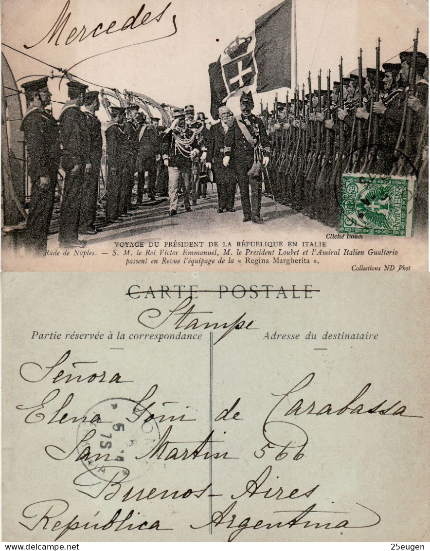ITALY 1904 POSTCARD SENT FROM ROMA TO BUENOS AIRES - Marcophilie