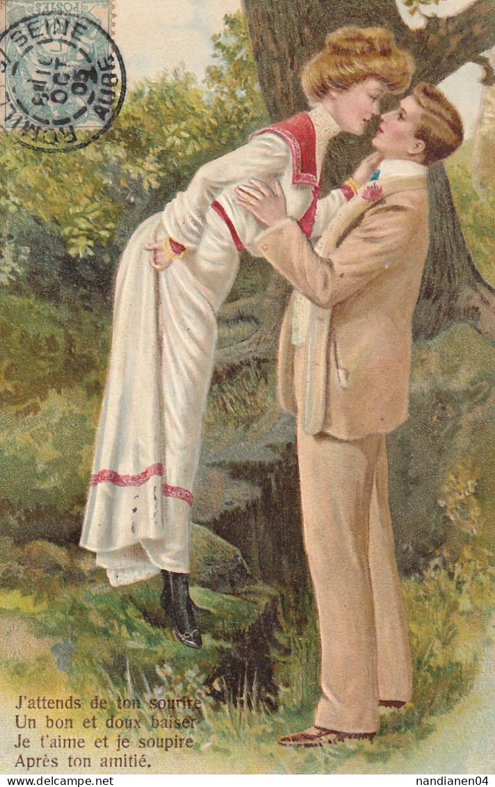 CPA - Illustrateur - Gaufrée - Style Viennoise- Couple  PFB - - Voor 1900
