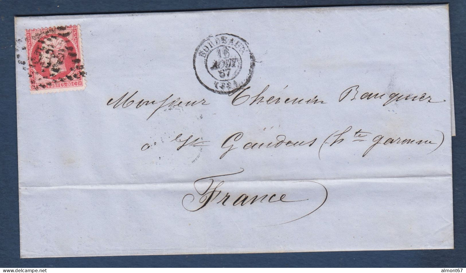 Napoléon N° 24 Sur Lettre De Bordeaux - Cote : 100 € - 1862 Napoleon III
