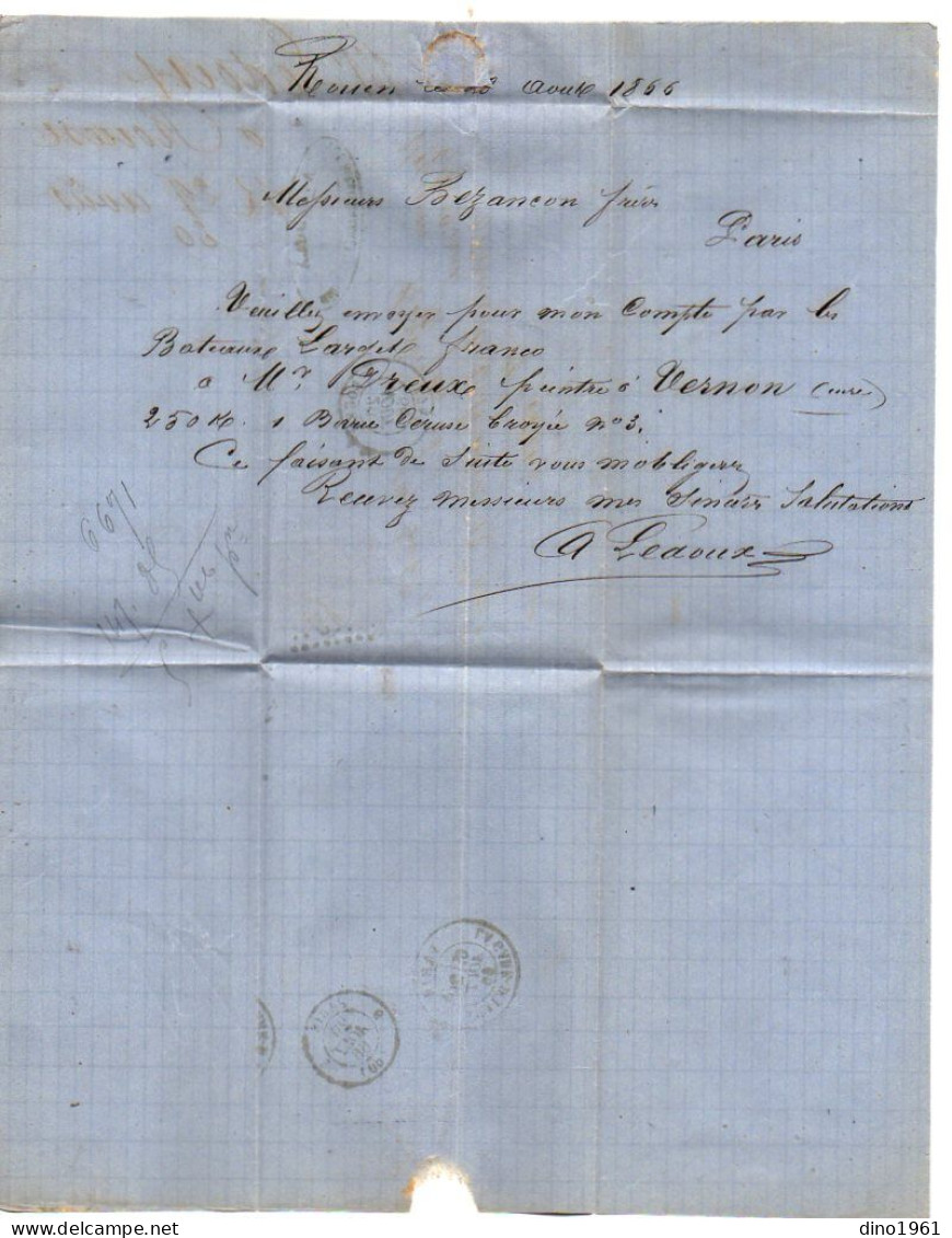 TB 4811 - 1866 - LAC - Lettre De M. LEDOUX à ROUEN Pour M. BEZANCON, Fabricant De Céruse à PARIS - 1849-1876: Klassik