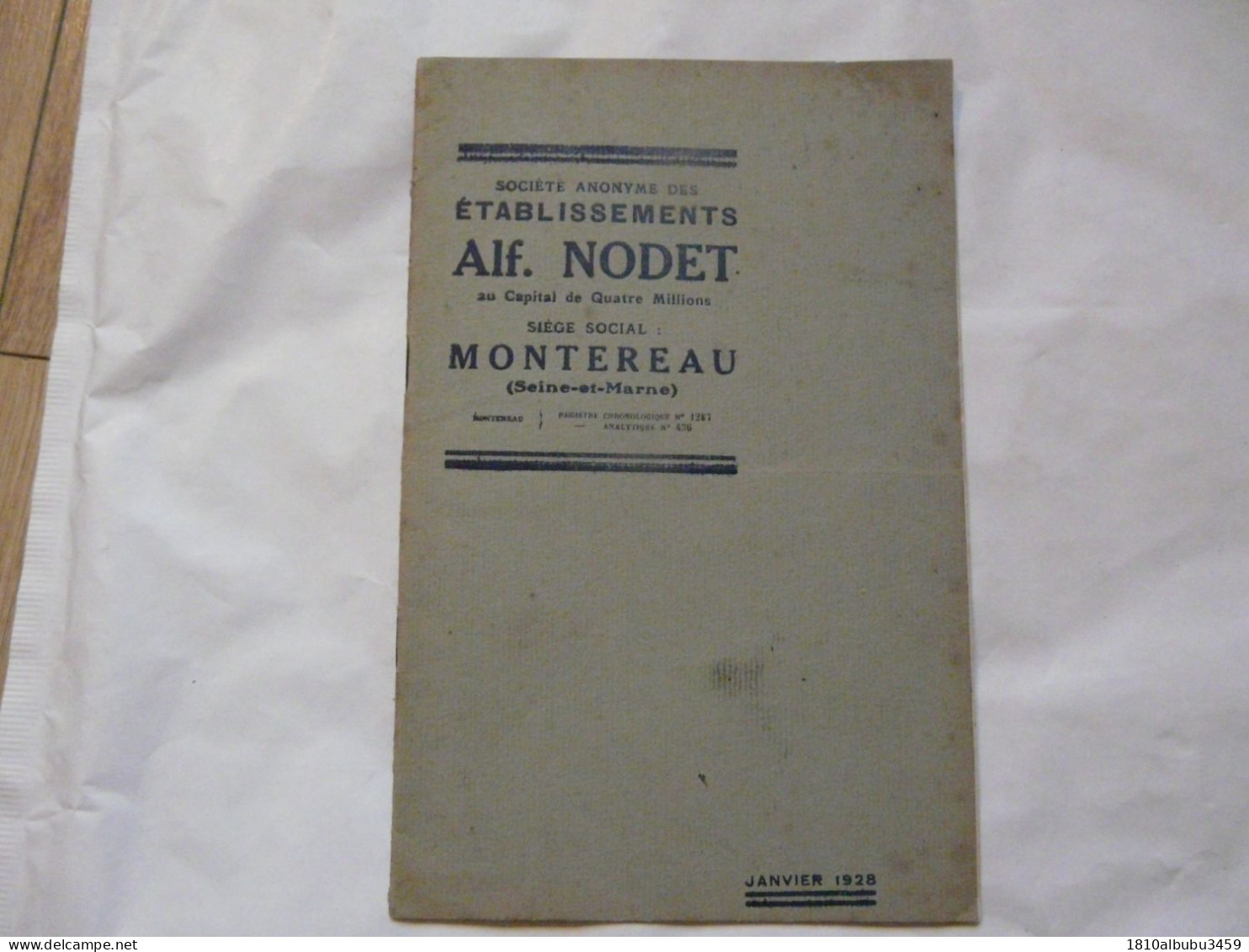 CATALOGUE  DE VENTE - Alf. NODET - Montereau : Semoirs En Lignes, à La Volée, Distributeurs D'engrais 1928 - Sonstige & Ohne Zuordnung