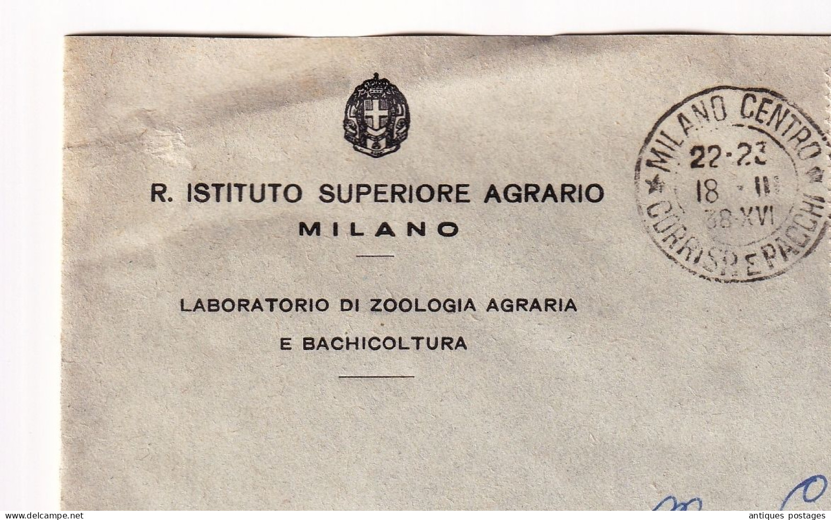 Lettre Italie Milano Instituto Superiore Agrario 1938 LOTTERIA AUTOMOBILISTICA DI TRIPOLI Libia Leopardi - Gebraucht