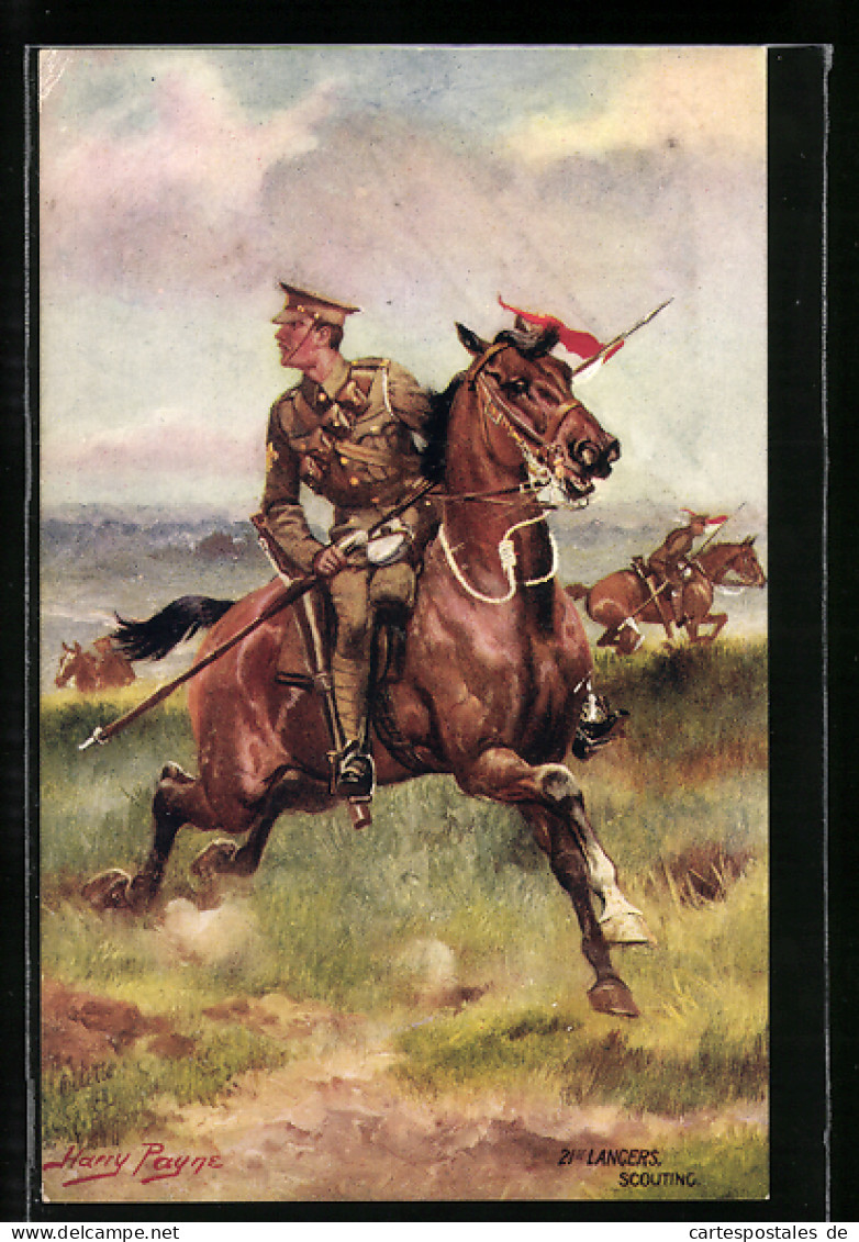 Künstler-AK Harry Payne: 21st Lancers Scouting, Britische Kavallerie  - Autres & Non Classés