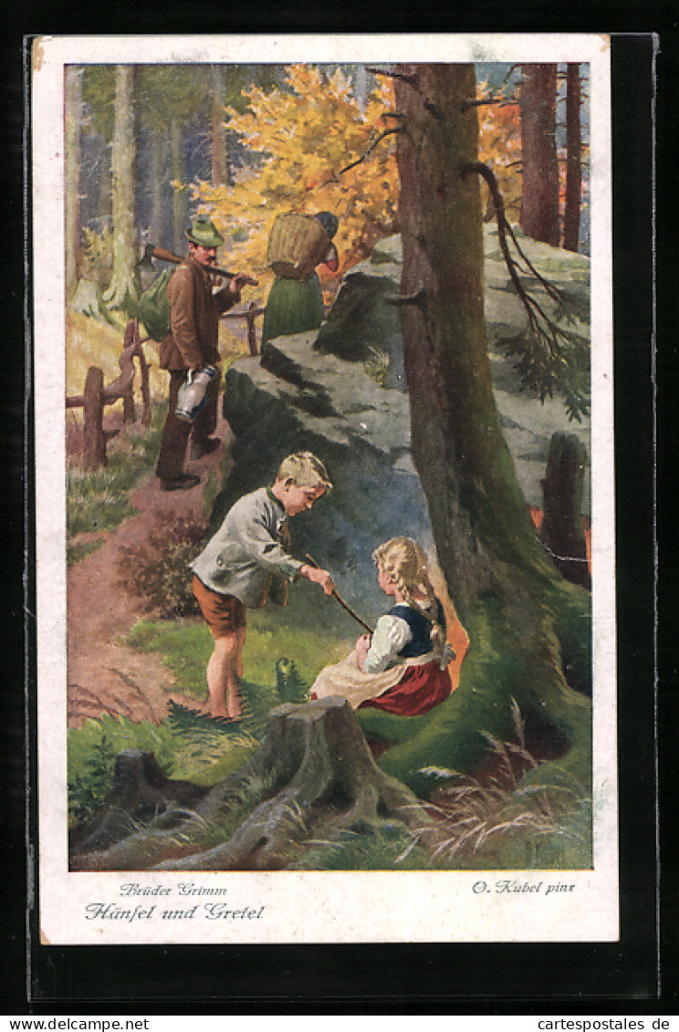 Künstler-AK Otto Kubel: Brüder Grimm, Hänsel Und Gretel, Nr. 2, Der Holzhacker Und Sein Weib Fuhren In Den Wald  - Contes, Fables & Légendes